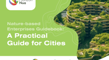 A brochure of a building with trees
