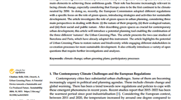 Urban Greening Plans: A Potential Device towards a Sustainable and Co-Produced Future Urban Greening Plans: A Potential Device towards a Sustainable and Co-Produced Future